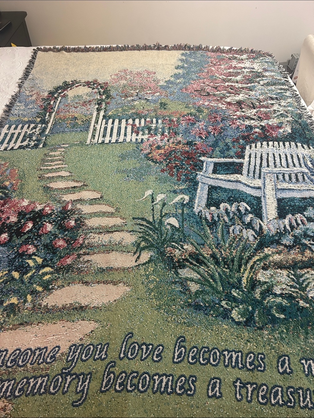 Garden Path Decorative Throw Blanket - Green, Blue, Pink 55x73
